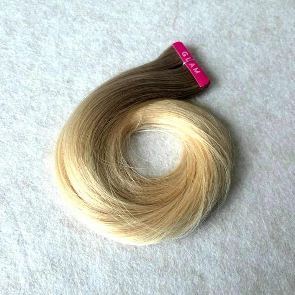 Glam Seamless 20" Tape In Hair Extensions Rooted Blonde #12/#613 10-Pack‎ New